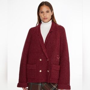 Tommy Hilfiger Maroon Preppy Peacoat Cardigan NWT
